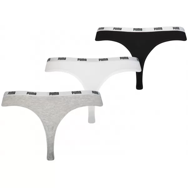  Női bugyi PUMA STRING 3P PACK 90759001 FEHÉR/SZÜRKE/FEKETE 
