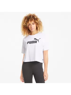 Női crop top PUMA ESS CROPPED LOGO TEE 586866-02 FEHÉR