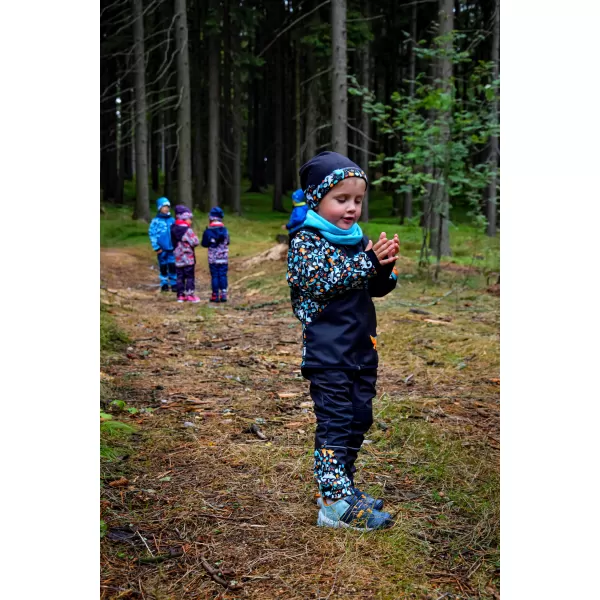  Gyerek hőszigetelt softshell kabát WAMU DINOSAUŘI FEKETE 