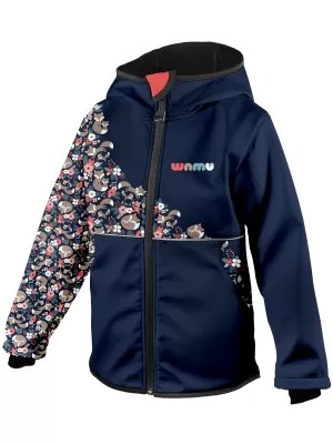 Gyerek hőszigetelt softshell kabát WAMU LIŠKY SÖTÉTKÉK