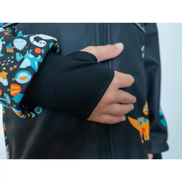  Gyerek hőszigetelt softshell kabát WAMU DINOSAUŘI FEKETE 