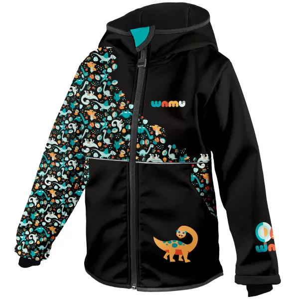  Gyerek hőszigetelt softshell kabát WAMU DINOSAUŘI FEKETE 
