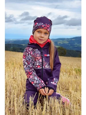 Gyerek hőszigetelt softshell kabát WAMU SOVA LILA