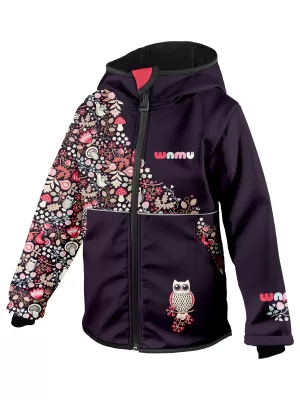 Gyerek hőszigetelt softshell kabát WAMU SOVA LILA