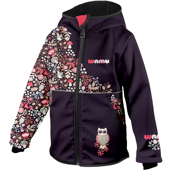  Gyerek hőszigetelt softshell kabát WAMU SOVA LILA 