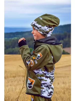 Gyerek hőszigetelt softshell kabát WAMU MASKÁČ KHAKI