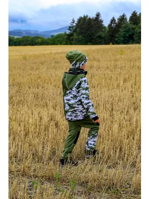 Gyerek hőszigetelt softshell kabát WAMU MASKÁČ KHAKI