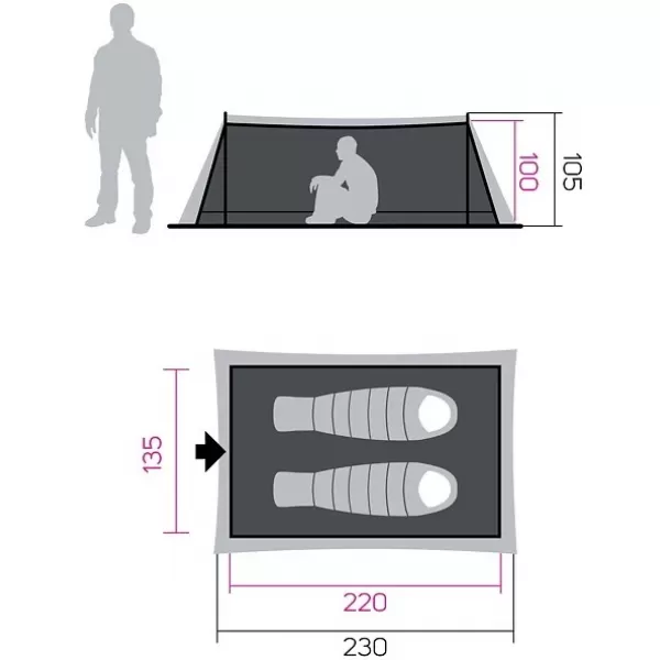  Menedék HANNAH MESH TENT 2 SZÜRKE 