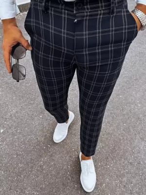 Férfi kockás chino nadrág DSTREET UX3953 FEKETE
