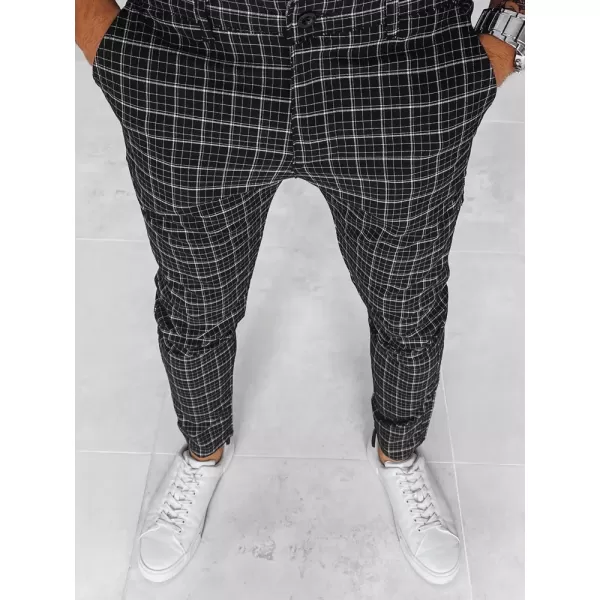  Férfi kockás chino nadrág DSTREET UX3968 FEKETE 