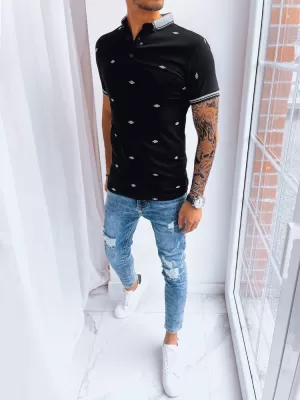 Mens t -phirt gallérral DSTREET PX0573 FEKETE