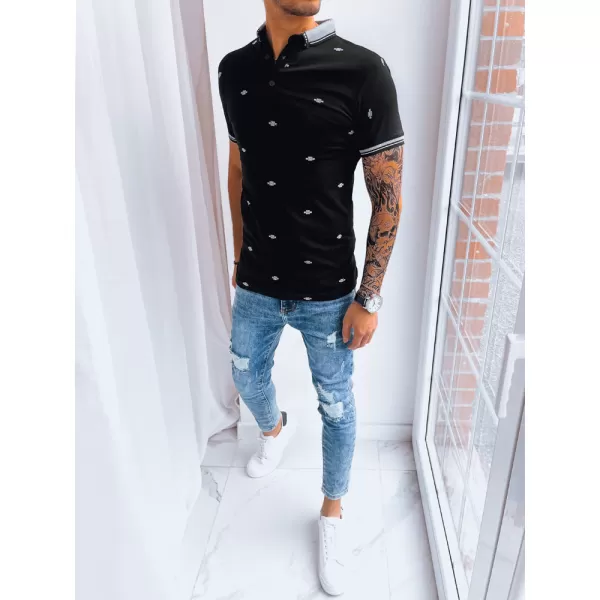  Mens t -phirt gallérral DSTREET PX0573 FEKETE 