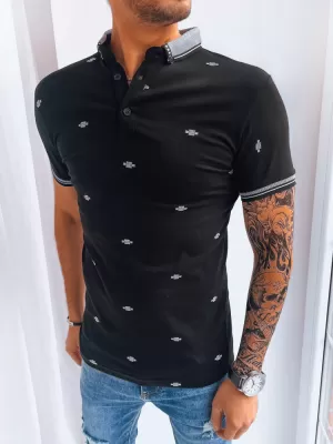 Mens t -phirt gallérral DSTREET PX0573 FEKETE