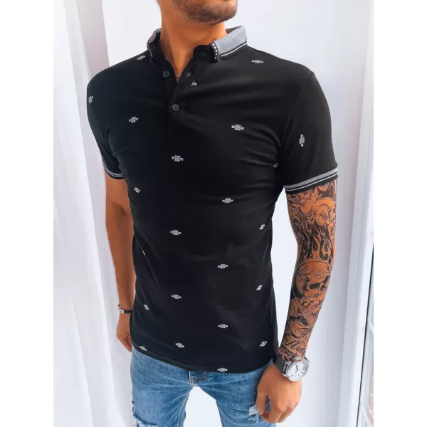  Mens t -phirt gallérral DSTREET PX0573 FEKETE 