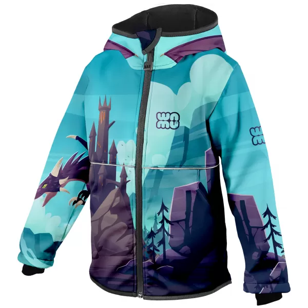  Gyermek softshell kabát WAMU DRAGON FANTASY KÉK 