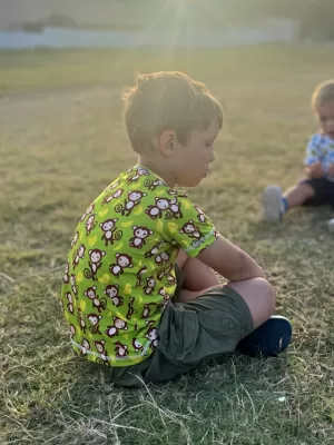 Rövid ujjú gyerek póló WAMU MONKEY BUSINESS ZÖLD