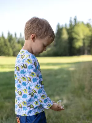 Hosszú ujjú gyerek póló WAMU SLŮŇATA FEHÉR/KÉK