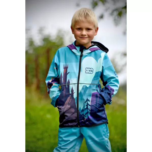  Gyermek softshell kabát WAMU DRAGON FANTASY KÉK 
