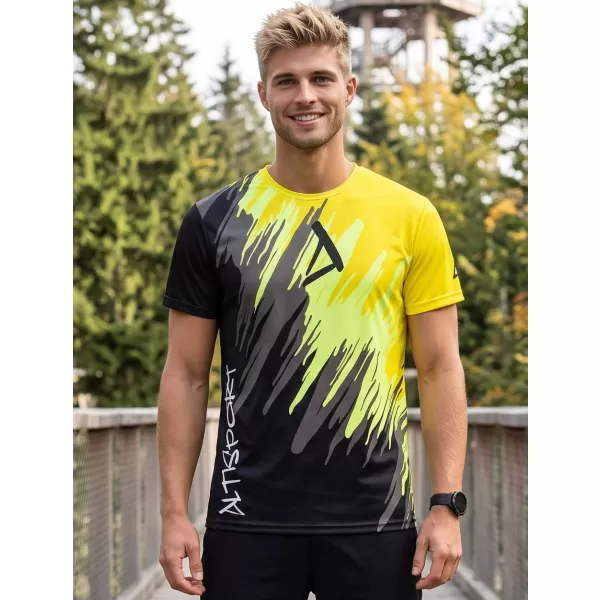  Férfi prémium funkcionális póló ALTISPORT VOJ/ALM006TR01 FEKETE ÉS SÁRGA 