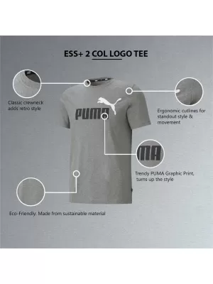 Férfi póló PUMA ESS+ 2 COL LOGO TEE 586759-03 SZÜRKE