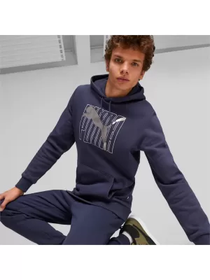 Férfi pulóver PUMA ESS+ LOGO LAB HOLIDAY HOODIE FL 675924-06 KÉK