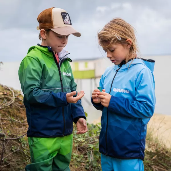  Gyermek softshell kabát WAMU MOZAIKA KÉK 