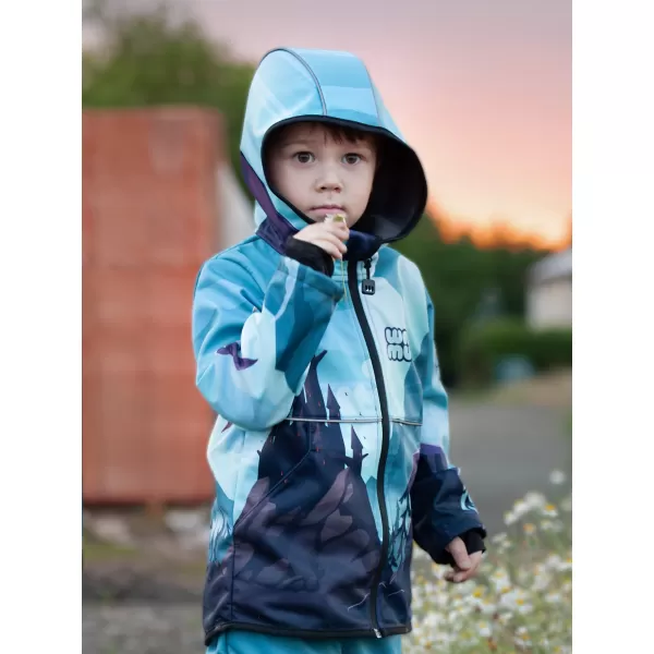  Gyermek softshell kabát WAMU DRAGON FANTASY KÉK 