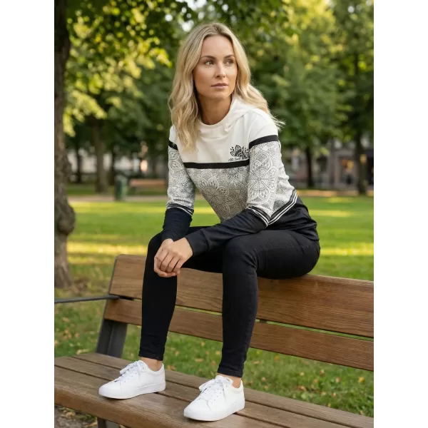  Női prémium pulóver ALTISPORT VOJ/ALW023MI01 FEKETE ÉS FEHÉR 