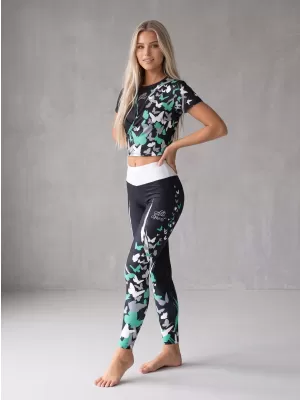Női hosszú prémium leggings ALTISPORT VOJ/ALW022LEG01 FEKETE/TÜRKIZ