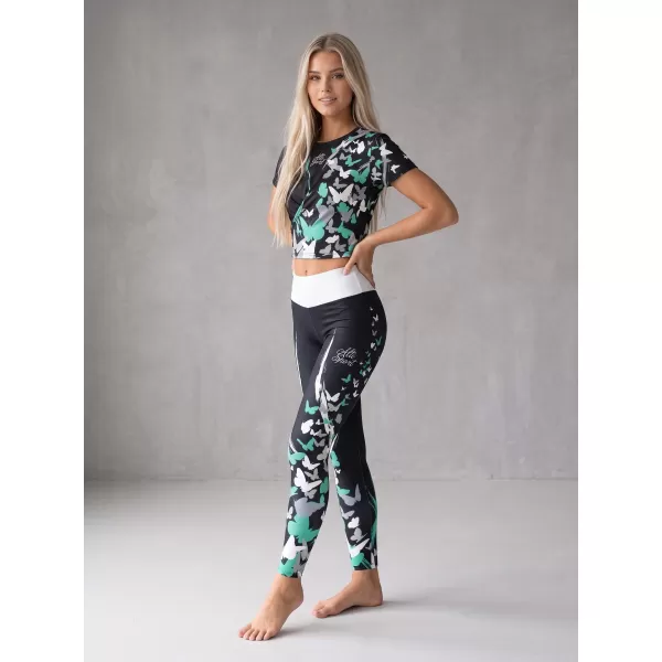  Női hosszú prémium leggings ALTISPORT VOJ/ALW022LEG01 FEKETE/TÜRKIZ 