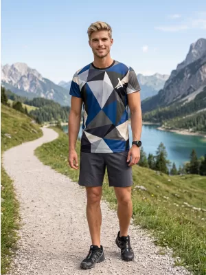 Prémium plusz funkcionális férfi póló ALTISPORT VOJ/ALM007TR02 SÖTÉTKÉK/BARNA
