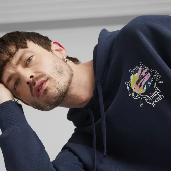  Férfi pulóver PUMA DOWNTOWN GRAPHIC HOODIE 624361-14 KÉK 