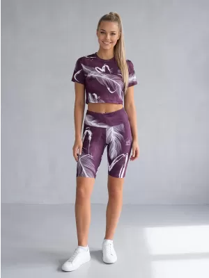 Térd feletti női leggings prémium ALTISPORT VOJ/ALW001LEG02 LILA/FEHÉR