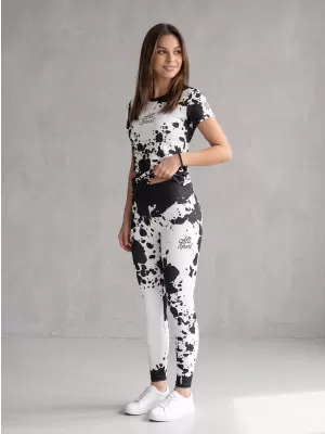 Női hosszú prémium leggings ALTISPORT VOJ/ALW012LEG01 FEKETE-FEHÉR