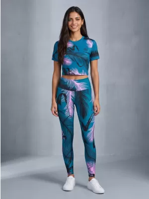 Női hosszú prémium leggings ALTISPORT VOJ/ALW001LEG01 BENZINES/VILÁGOS RÓZSASZÍN