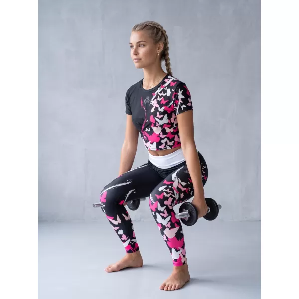  Női hosszú prémium leggings ALTISPORT VOJ/ALW022LEG01 FEKETE RÓZSASZÍN 