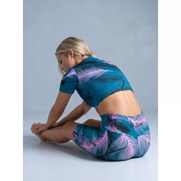  Térd feletti női leggings prémium ALTISPORT VOJ/ALW001LEG02 BENZINES/VILÁGOS RÓZSASZÍN 