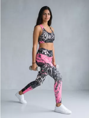 Női hosszú prémium leggings ALTISPORT VOJ/ALW018LEG01 FEKETE RÓZSASZÍN