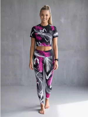 Női hosszú prémium leggings ALTISPORT VOJ/ALW001LEG01 FEKETE/RÓZSASZÍN