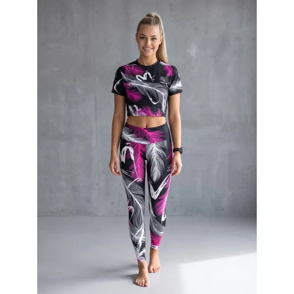  Női hosszú prémium leggings ALTISPORT VOJ/ALW001LEG01 FEKETE/RÓZSASZÍN 