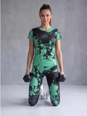 Női hosszú prémium leggings ALTISPORT VOJ/ALW012LEG01 FEKETE/TÜRKIZ