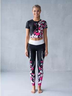 Női hosszú prémium leggings ALTISPORT VOJ/ALW022LEG01 FEKETE RÓZSASZÍN
