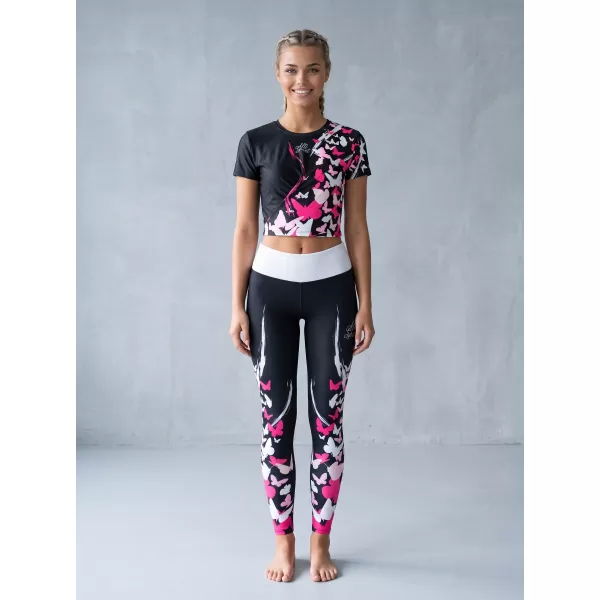  Női hosszú prémium leggings ALTISPORT VOJ/ALW022LEG01 FEKETE RÓZSASZÍN 