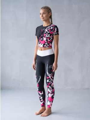 Női hosszú prémium leggings ALTISPORT VOJ/ALW022LEG01 FEKETE RÓZSASZÍN
