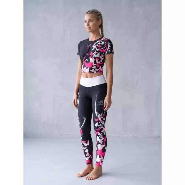  Női hosszú prémium leggings ALTISPORT VOJ/ALW022LEG01 FEKETE RÓZSASZÍN 