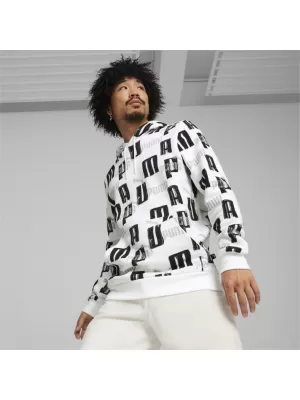 Férfi pulóver PUMA ESS+ LOGO LAB AOP HOODIE 678983-02 FEHÉR