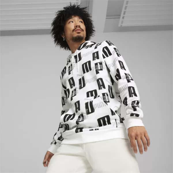  Férfi pulóver PUMA ESS+ LOGO LAB AOP HOODIE 678983-02 FEHÉR 