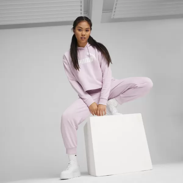  Női pulóver PUMA ESS CROPPED LOGO HOODIE TR 586870-60 RÓZSASZÍN 