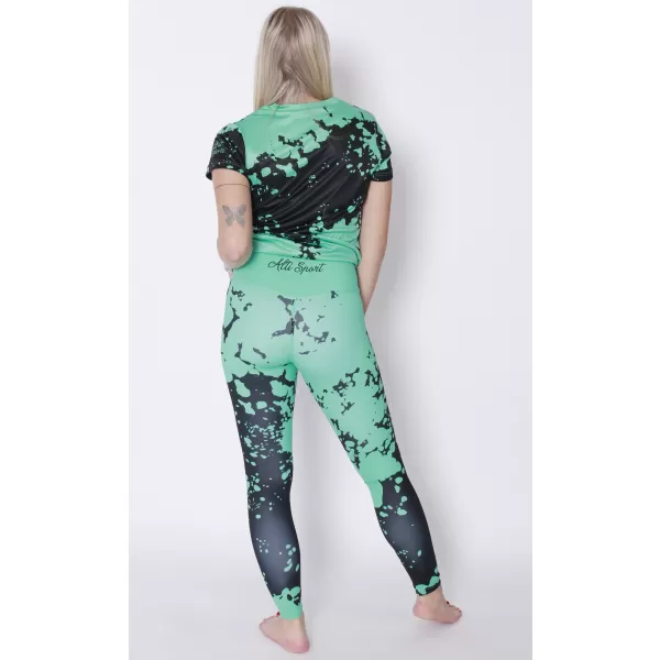  Női hosszú prémium leggings ALTISPORT VOJ/ALW012LEG01 FEKETE/TÜRKIZ 