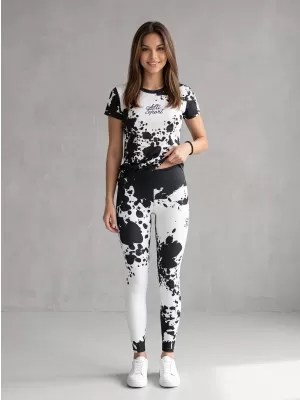 Női hosszú prémium leggings ALTISPORT VOJ/ALW012LEG01 FEKETE-FEHÉR